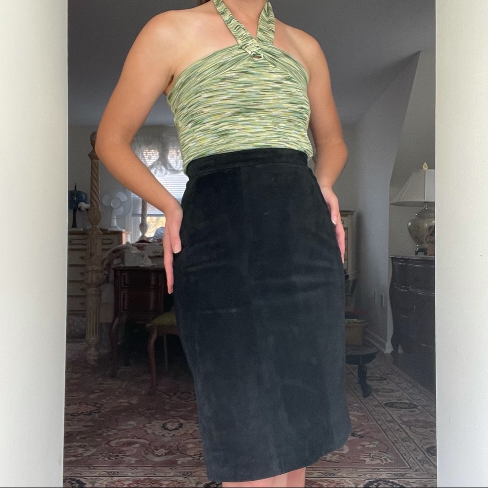 Vintage Genuine Suede Pencil Skirt